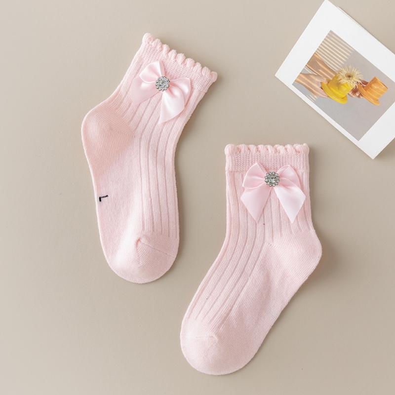 Spring Autumn Kids Socks Baby Girls Cotton Socks Cute Bow Soft Toddlers Princess Children Tube Socken