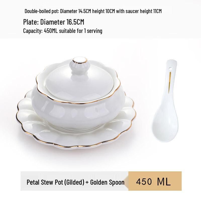 Ceramic Stew and Dessert Bowl with Lid and Spoon