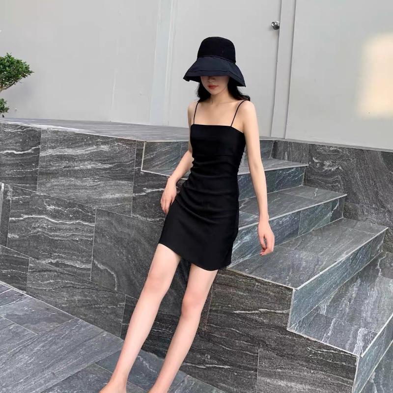 WTEMPO Brand Trendy Fashion Halter Dresses Women Summer Women's Sexy Inside Hit Bottom Hepburn Style Small Black Dress Halter Skirts