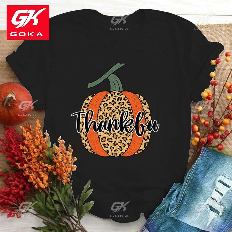 

Fashion Fall Pumpkin Thankful Printed Short Sleeve Fall Pumpkin Thankful Cotton T Shirt for Womens Casual Cool Hip Hop T Shirts 3XL