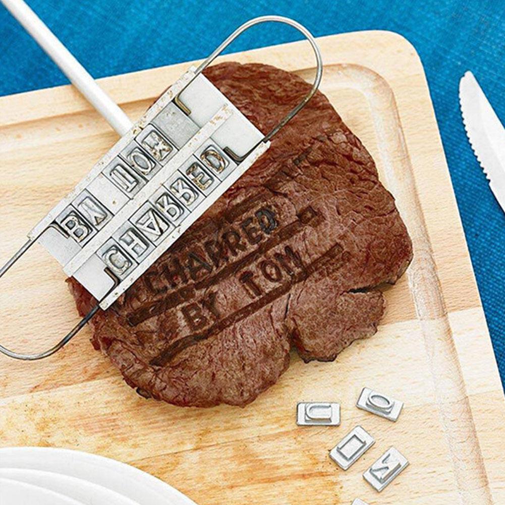 DIY BBQ Branding Iron with 55 Letters BBQ Branding Marker Stick Practical Tool Set Barbecue Accessories for Family Party Picnic