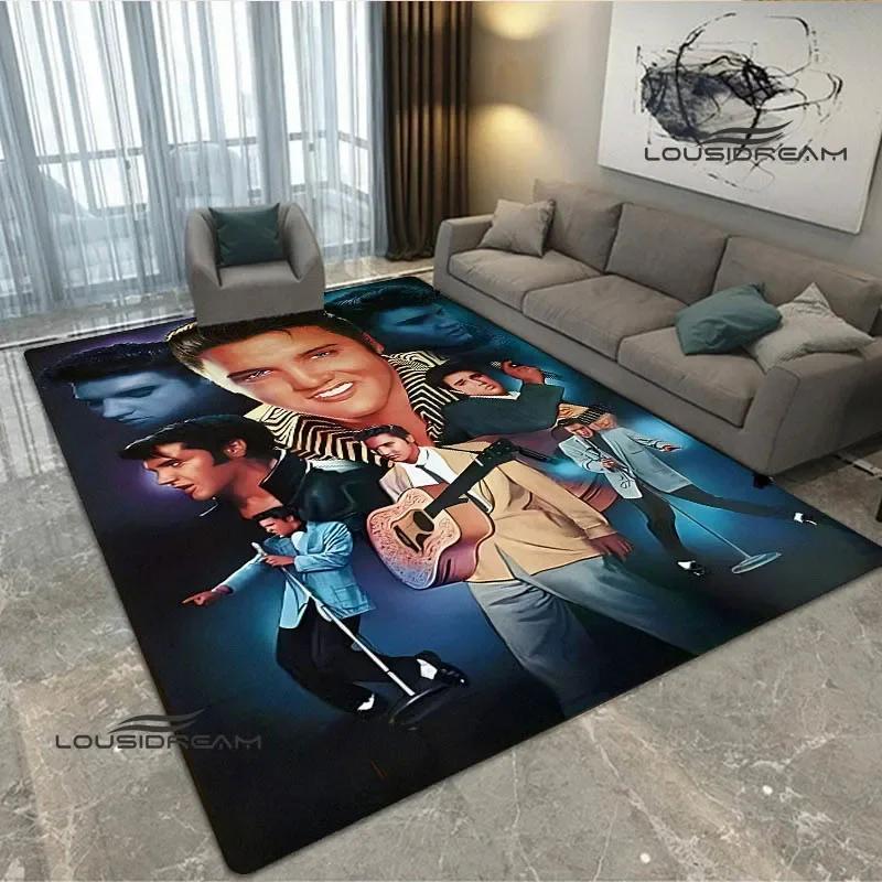 Tappeto Stampato Retro E-Elvis-Presley Tappeto per Soggiorno Camera da Letto Zerbino Antiscivolo Oggetti di Scena per Fotografia Tappeto Kawaii Regalo di Compleanno