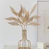 Gold Artificial Leaf Sticks Fake Plants Golden Plastic Leaf Fake Rose Leaves Faux Plant Bushes Artificial Plants for Indoor Outdoor Home