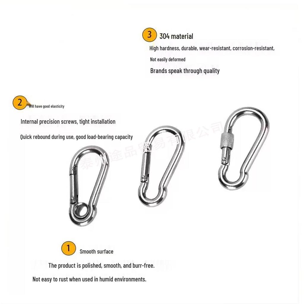 304 Stainless Steel Spring Snap Hook Carabiner with Quick Link Lock Chain Connector