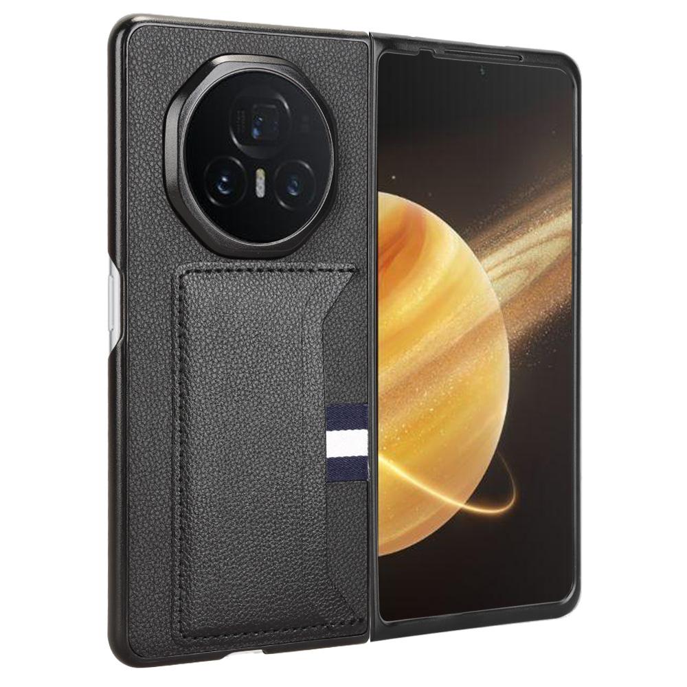 Für Honor Magic V3 5G Hülle Kartenhalter Litschi-Textur Leder+PC Falthandy-Hülle