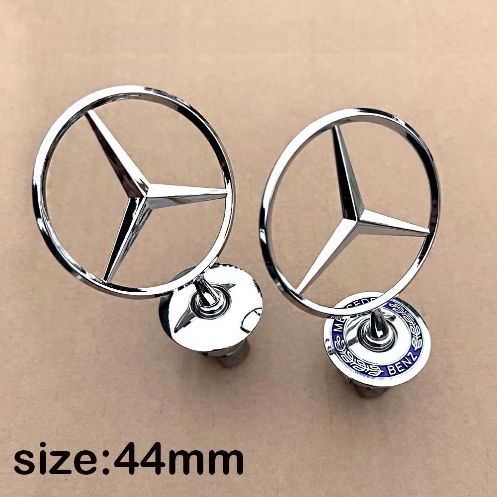 For Mercedes Benz 1pcs 44mm Metal Chrome Black Car Front Hood Emblem Bonnet Logo C E S Class W204 W212 W220 W210 W221 Accessorie BI1