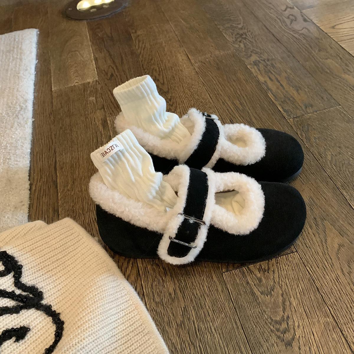 

Коровья кожа~ виноградный ма тот же круглый носок с маленьким низким каблуком легкий рот хлопковые туфли пушистые и бархатные туфли Мэри Джейн женские зимние 40