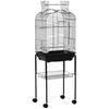 Bird Cage with 3 Perches, 2 Bowls and 2 Side Doors, Made of Steel, PP and Wood, 46x36x130 cm, Black