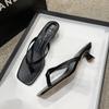 Mezzanine Flip-flops Shoes Women's Stiletto High Heels Summer 2025 New Fashion Square Head Cool Slippers