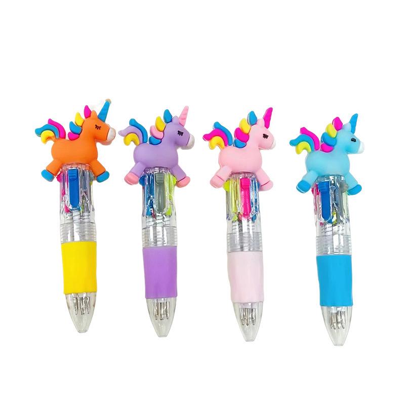 Korean Cute Animal Head 4-Color Click Ballpoint Pen