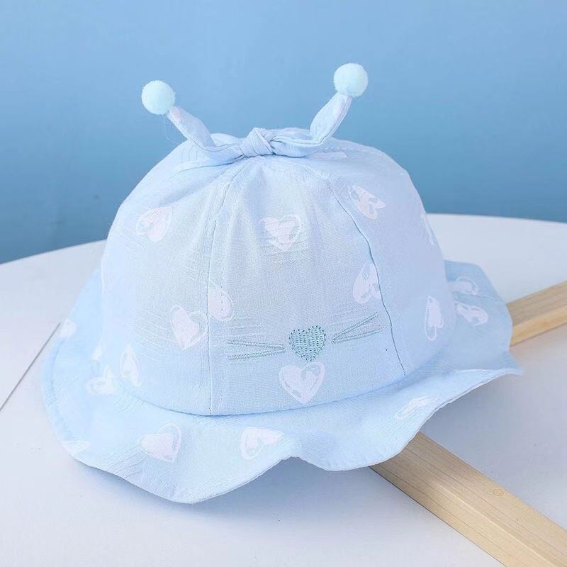 Baby Girl Cotton Bucket Hat Adjustable Thin Sun Protection Cap for Infants Cute Princess Spring Summer Breathable Outdoor