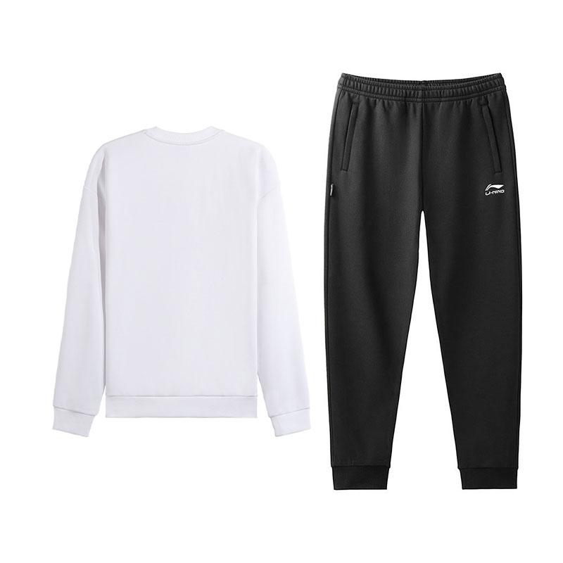Li Ning Versatile Fashion Printed Classic Crew Neck Sweatshirt Comfortable Long Pants Casual Sports Suit Men Sweatsuit AWDVH37-6+AKLVC89-1