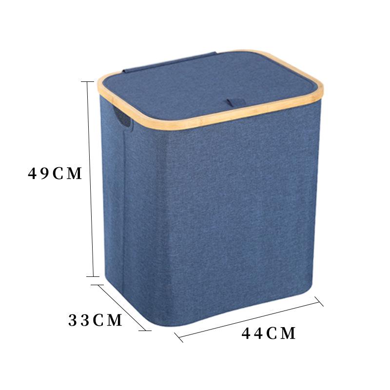 Foldable Bamboo Laundry Basket with Lid and Inner Bag for Bedroom or Bathroom
