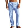 New Drawstring Men's Minimalist Fashion Solid-Colour Casual Cotton-Linen Straight-Leg Trousers