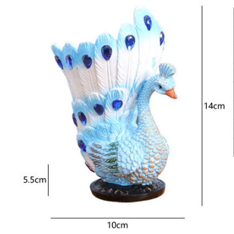 Resin Mini Peacock Miniatures Home Decoration Statue Ornament Pen Holder Brush Pot Home Art Crafts