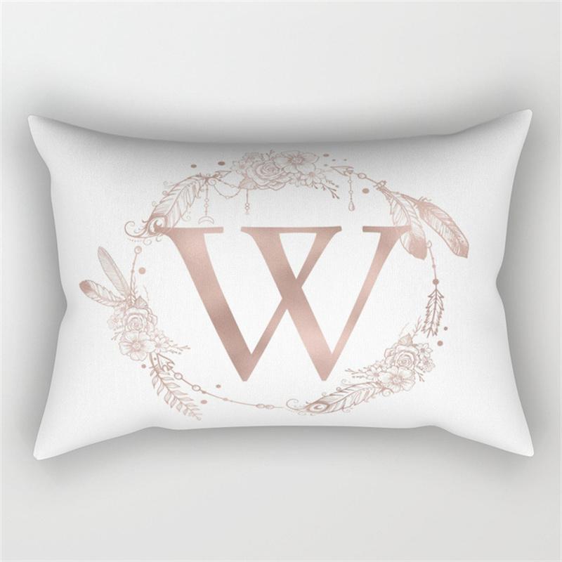 30x50cm English Alphabet A-Z Letter Print Pillowcase Custom Polyester Short PLush Line Sofa Room Home Decoration Cushion Cover