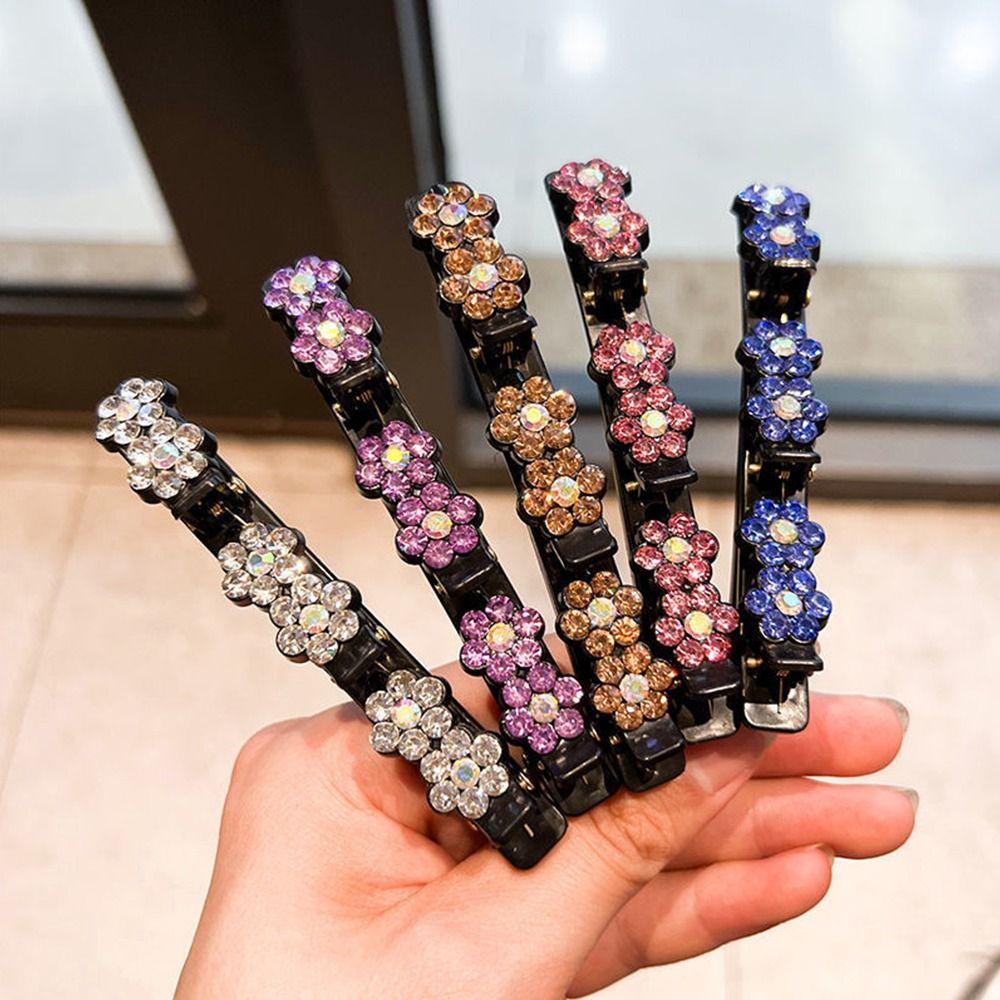 Stone Hair Clips Flower Hairclip Braided Hair Clips Rhinestone Hair Clips Hairpin Duckbill Clip