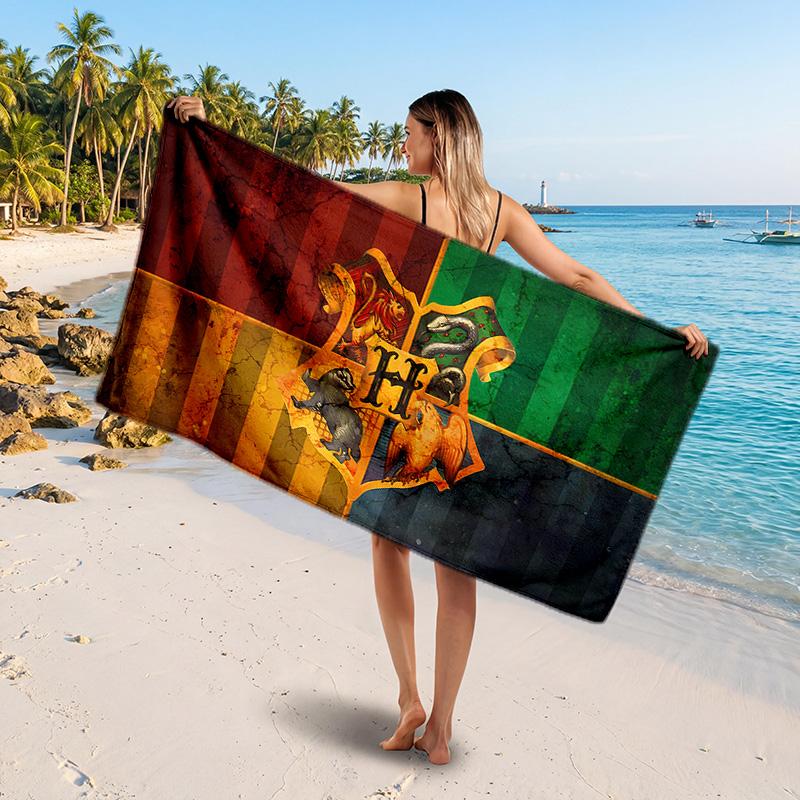 Harry Potter Printed Swim Towel, Portable Water Absorbent Towel for Beach Camping Daily Bathroom Use