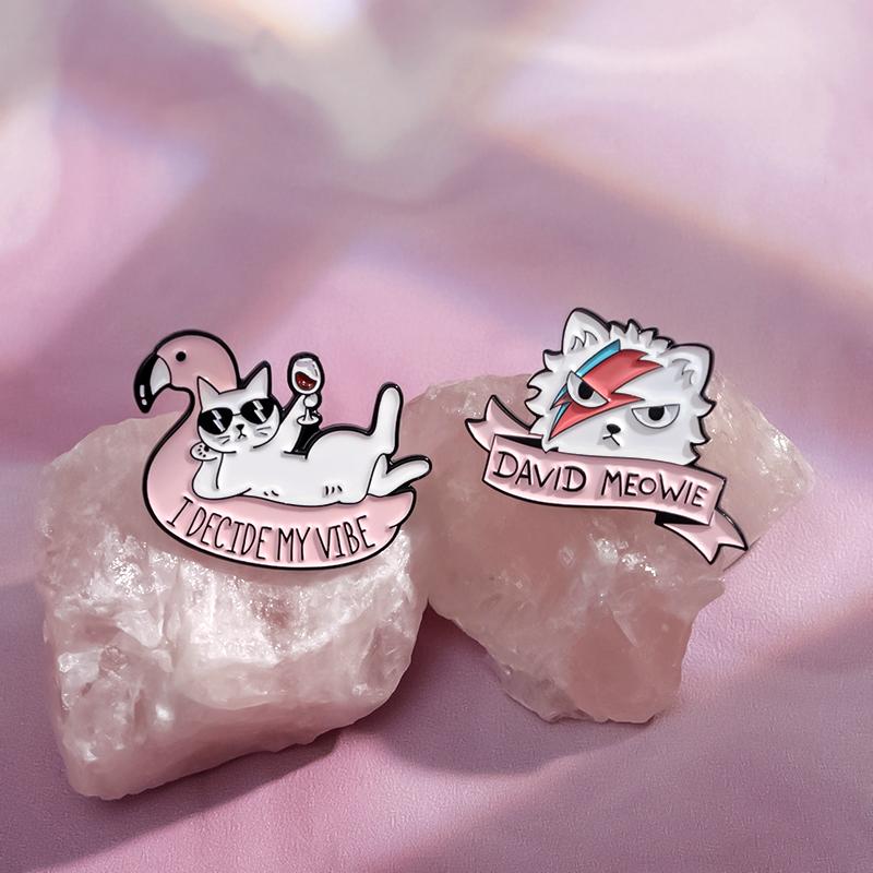 Xiaomi Pink Cute Cat Enamel Pins Kawaii Cartoon Sunglasses Cat Heart Badge Backpack Hat Accessories Fashion Jewelry Gift for Friends