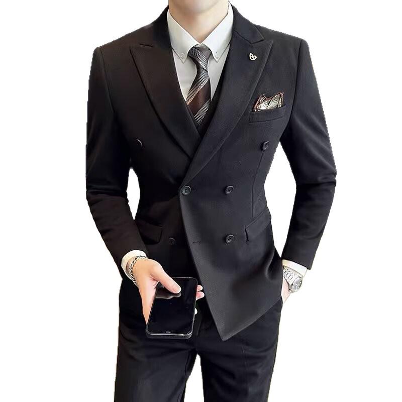 Herren Slim-Fit Zweireihiges Anzugsakko: Business Casual & Formelle Hochzeitskleidung