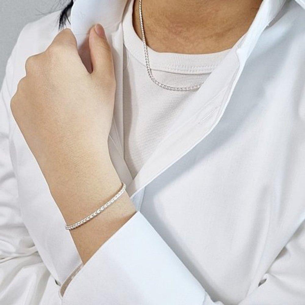 Curved Round 2mm Silver Bracelet for Men and Women 925 Silver Thin Birthday Gift