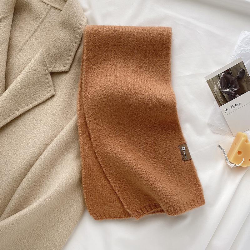 Pletený jednobarevný vlněný pár Malý šátek Silný teplý šátek