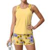 Women’s Sleeveless Tank Top and Shorts Set Floral Print Lightweight Activewear for Running Yoga Gym Training