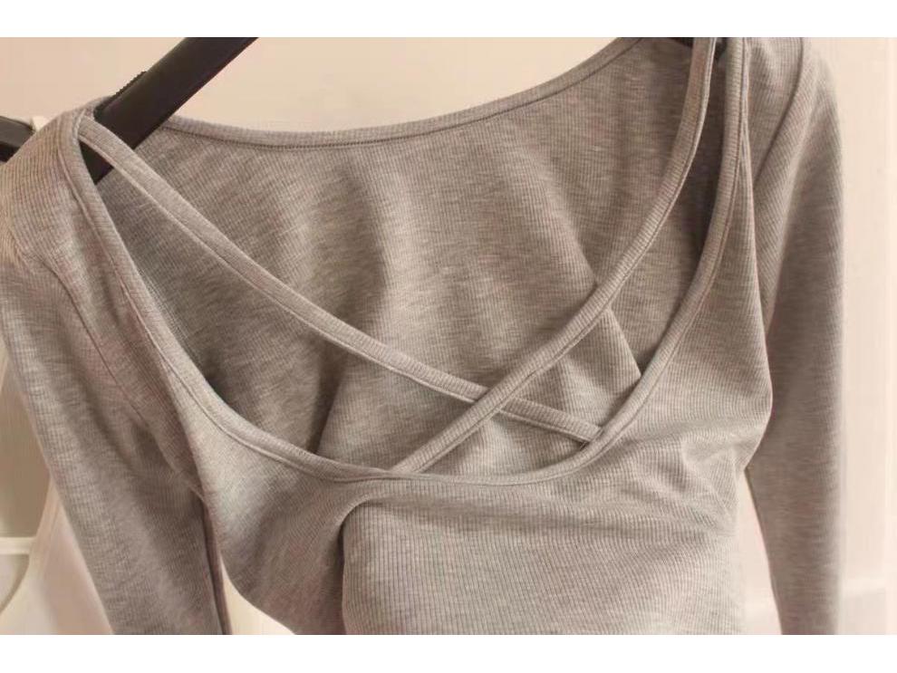 Korean Spicy Backless Long Sleeve Crop Top for Women - Trendy and Sexy