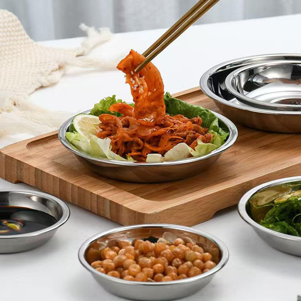 4 szt. Stal Nierdzewna Talerze Obiadowe Małe Miseczki na Sos Tacę Serwingową na Przyprawy Płaski Talerz Naczynia Serwingowe Łatwe w Użyciu