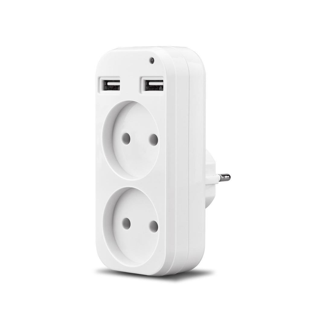 European Power Strip with USB Socket 5V2A - German Standard for Russia, Ukraine, Kazakhstan (P-02)