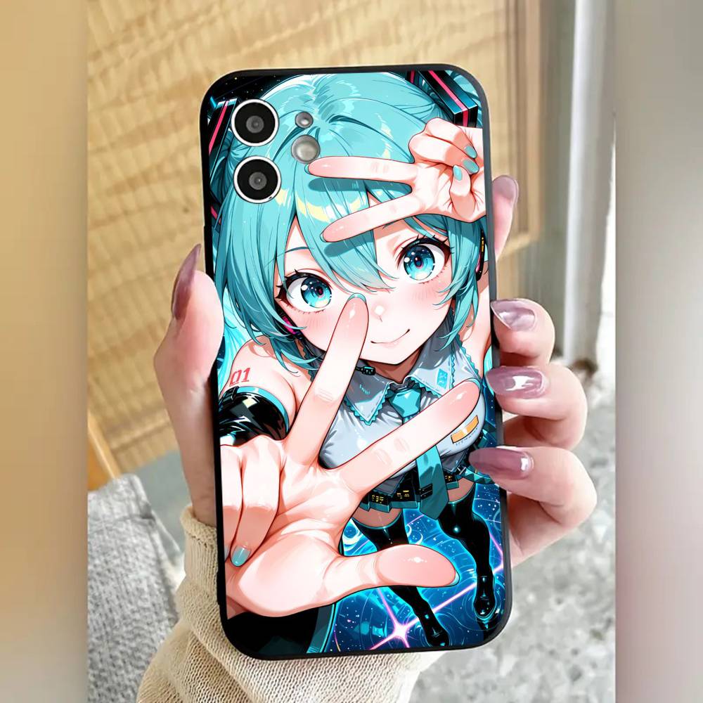 Virtual Singer H-Hatsune M-Miku Phone Case Cool Black Silicone Soft For IPhone 16 15 14 13 12 11 X XR Plus Pro Max Plus