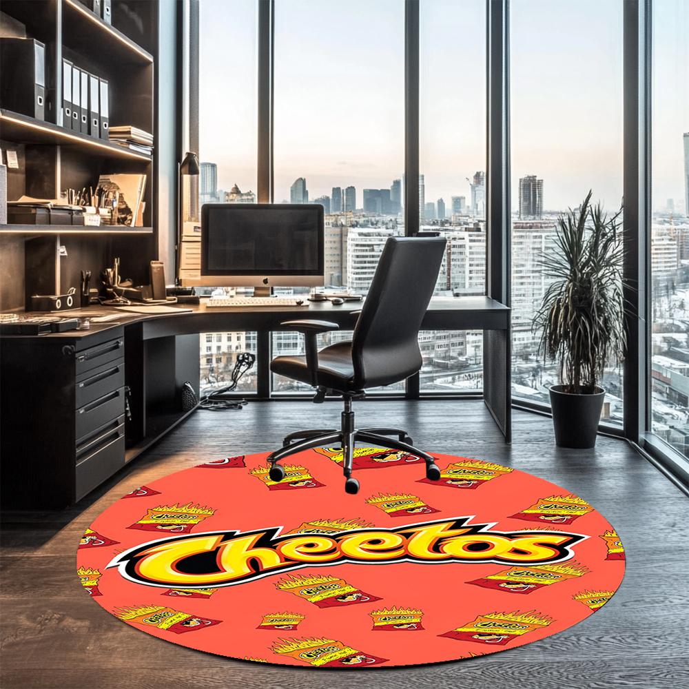 Cheetos Printed Round Rug Carpet Chair Rug Area Rug Entryway Doormats,for Office Chair Living Room Bedroom Kitchen Room.