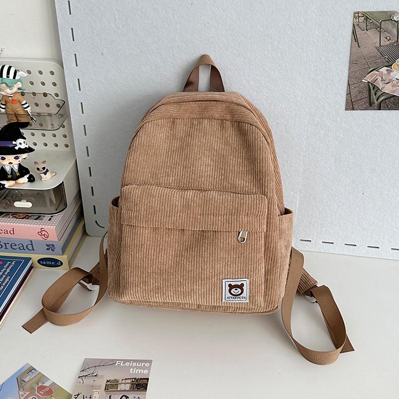 Mini Ryggsekk Dame Cordfløyel Ryggsekk Student Skoleveske