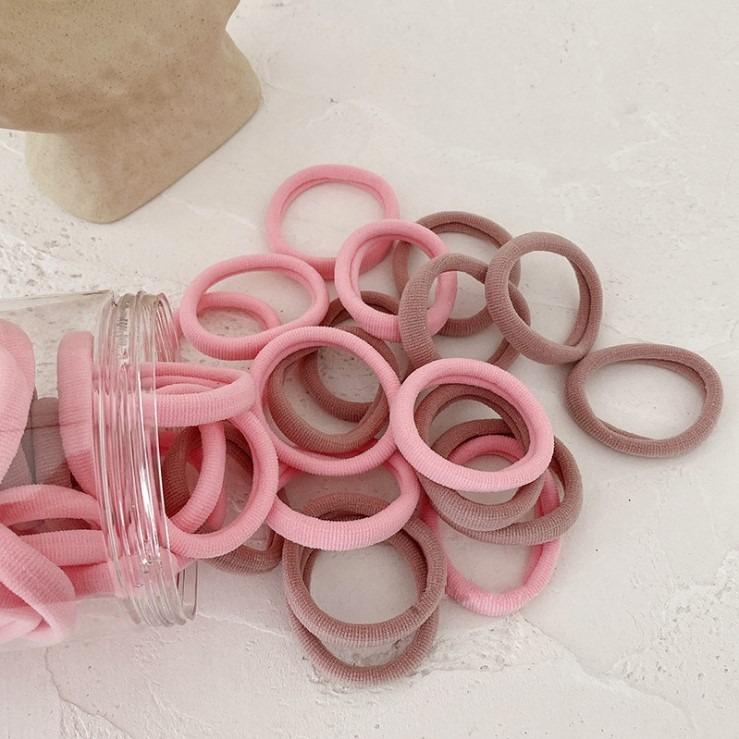 50pcs Gradient Color Seamless Candy Color Hair Band High Elasticity Leather Band Hair Rope Towel Ring Colorful Headband
