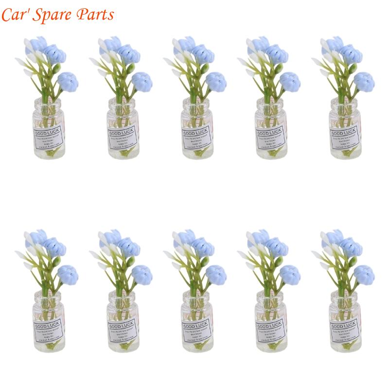 Y4UA Miniature Potted Flowers Ornament Car Dashboard Center Console Mount Greenery Decoration Glow Small Figurines Decors