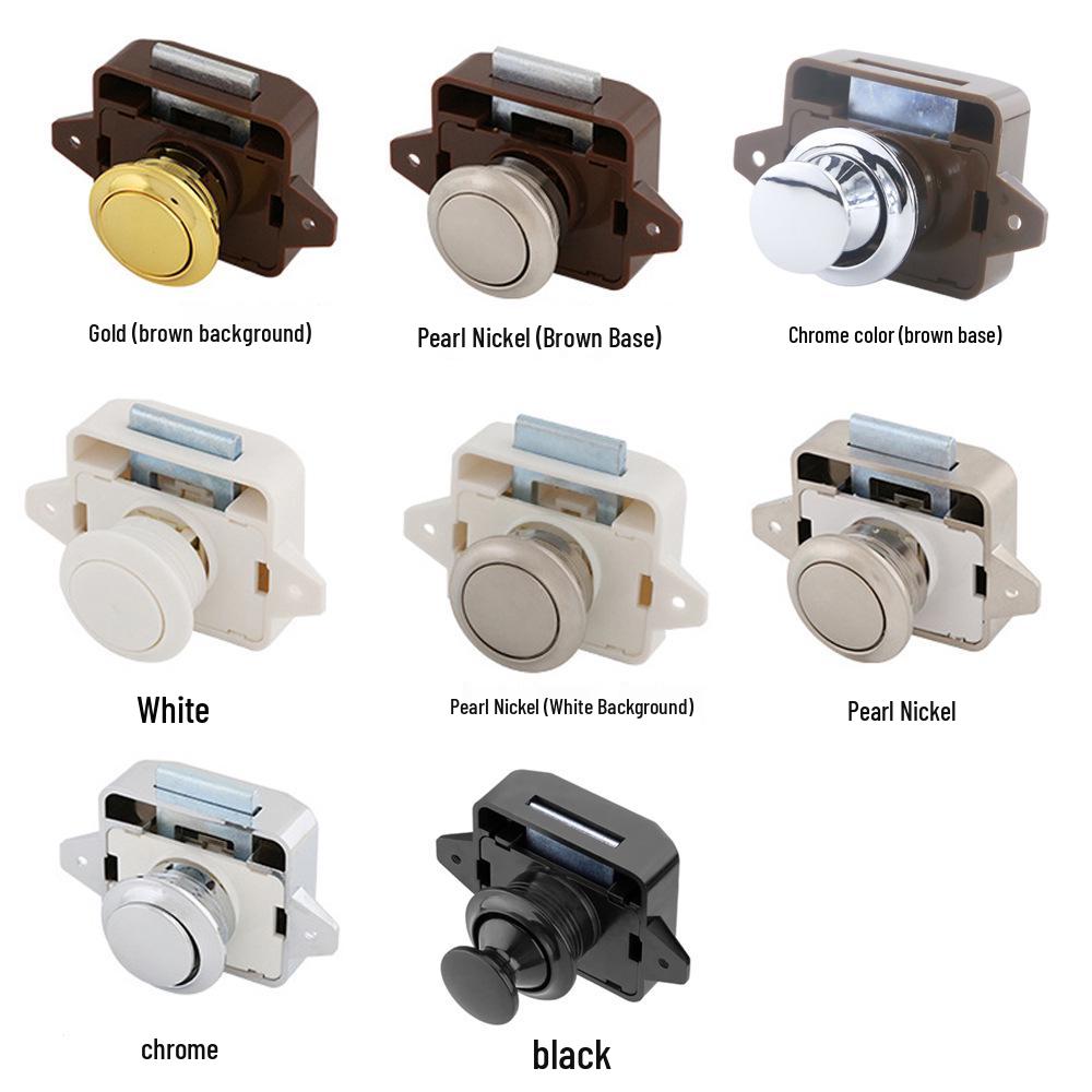 Large Keyless RV and Yacht Button Lock - Black, Gold, Chrome, Brown