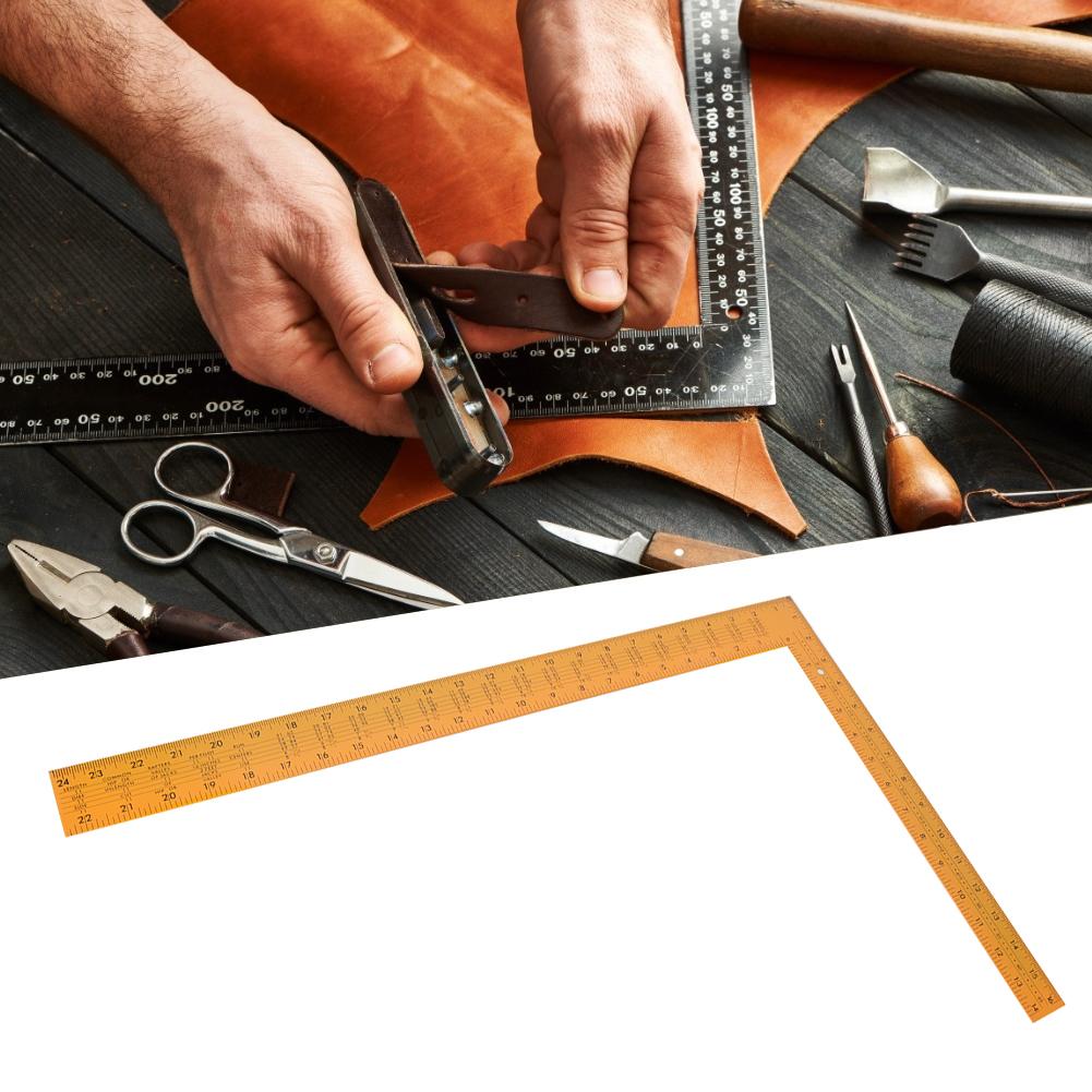 

Aluminum Ruler Multifunctional Precision Square Woodworking Tool for Inspection MeasurementYellow