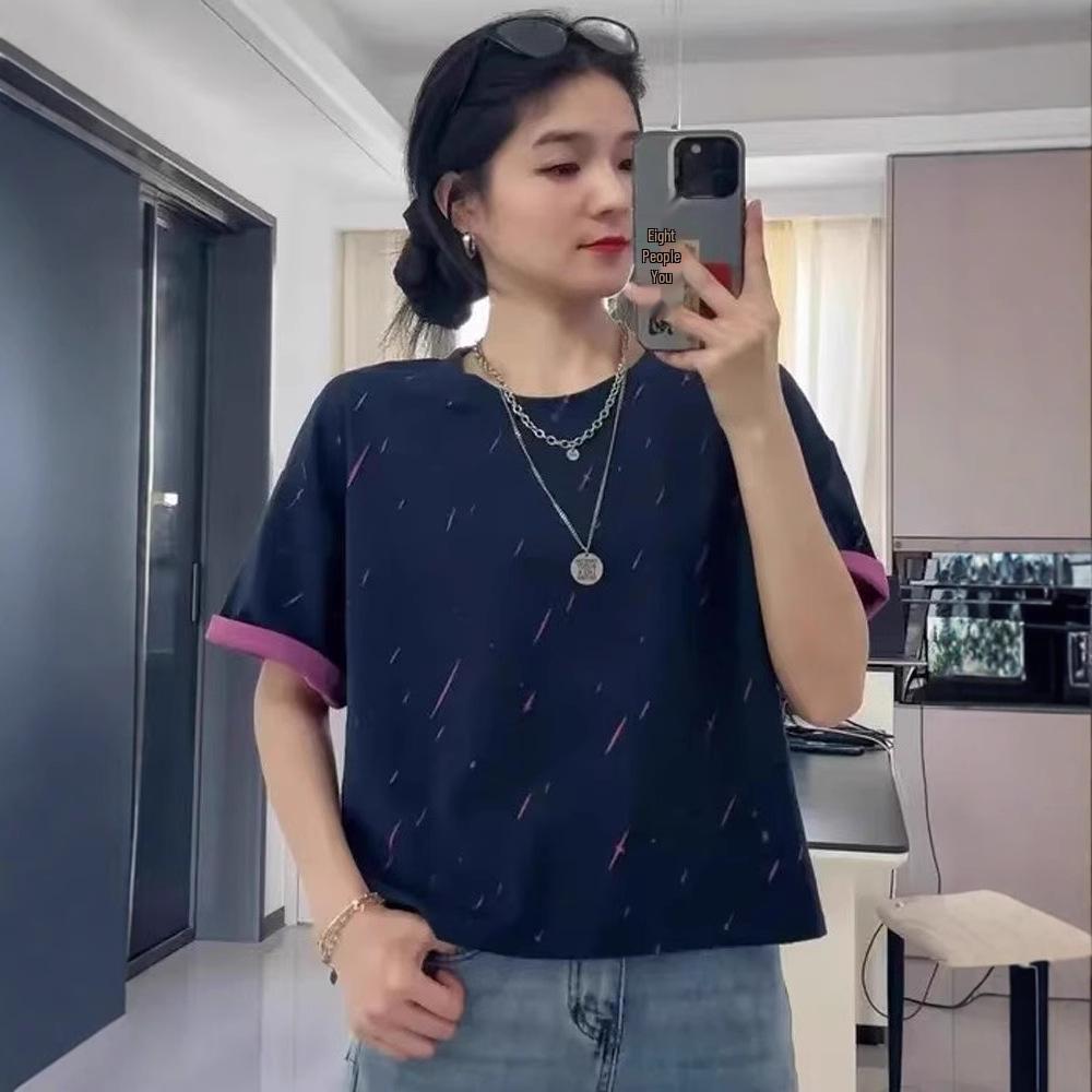 

2025 Unisex Loose Round Neck Short Sleeve T-shirt: Summer American Street Style Medium світло-сірий колір