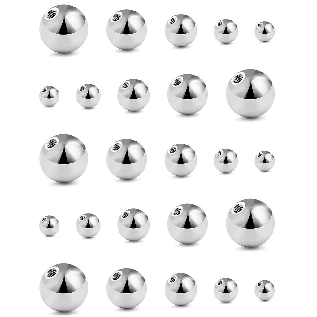 Pack of 25 Threaded Alloy Balls Professional Piercing Tool Suiatble for Industrial Barbell Tongue and Belly Piercings