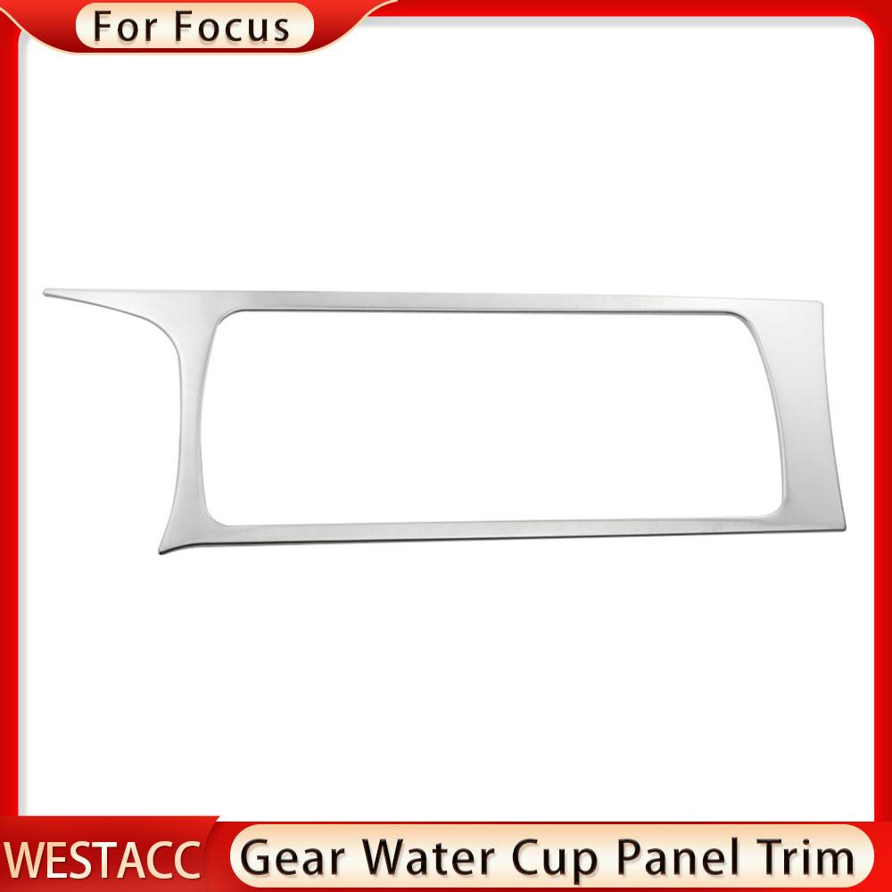 Stainless Steel Car Gearbox Water Cup Holder Panel Frame Sticker Cover for Ford Focus 3 Mk3 2015 2016 2017 2018 LHD