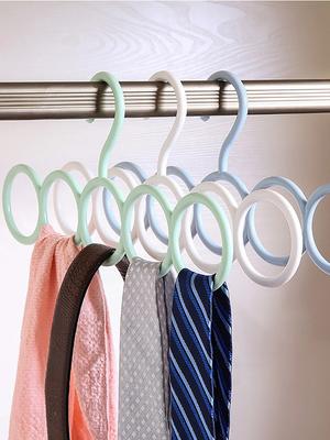 5pcs Plastic Solid Pants Hanger Multifunctional Hanger Circle Space Saving Ties Scarf Socks Storage Hanger Laundry Drying Rack