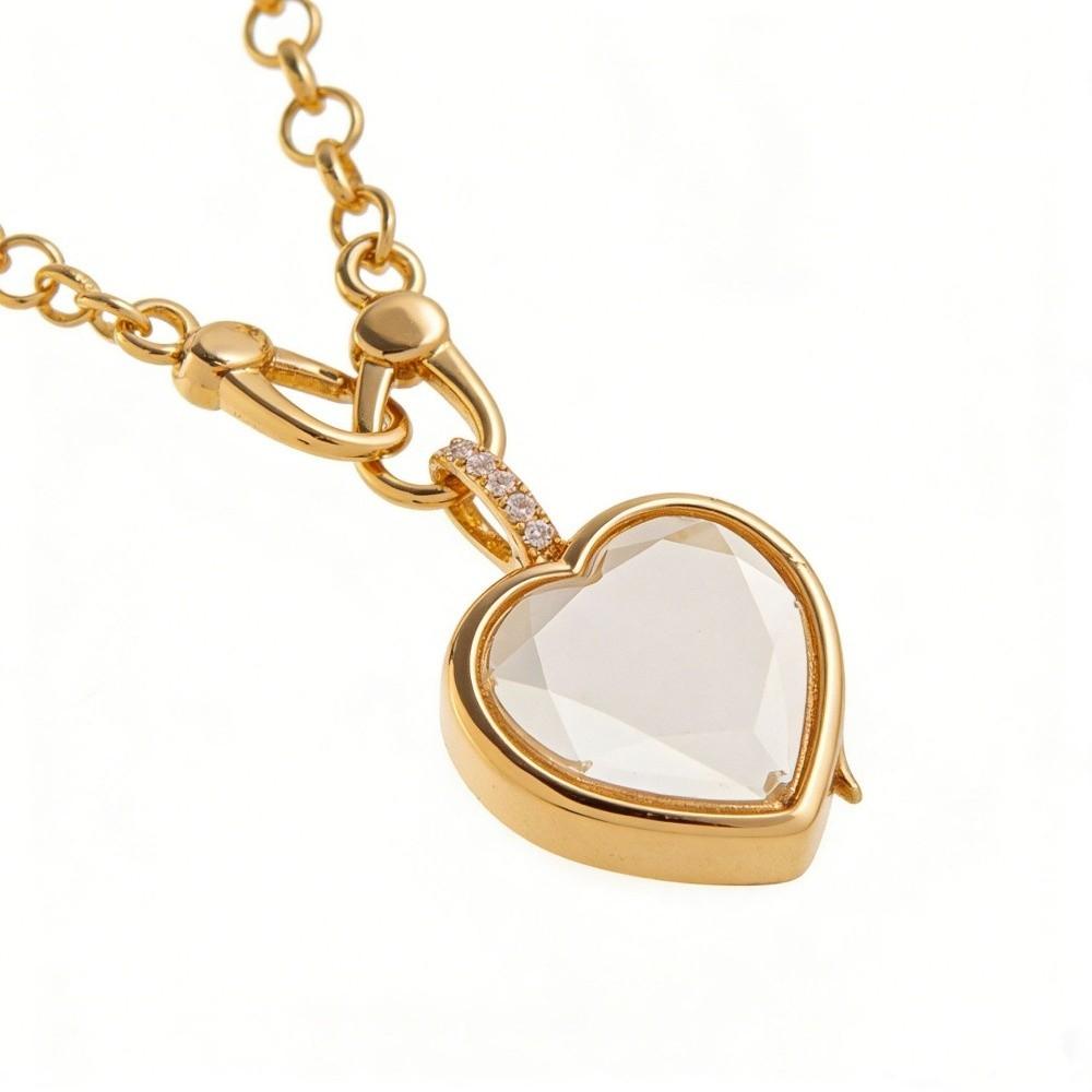 Rectangle Heart-shaped Box Necklace Hollow Design Chain Necklace Women Accessories