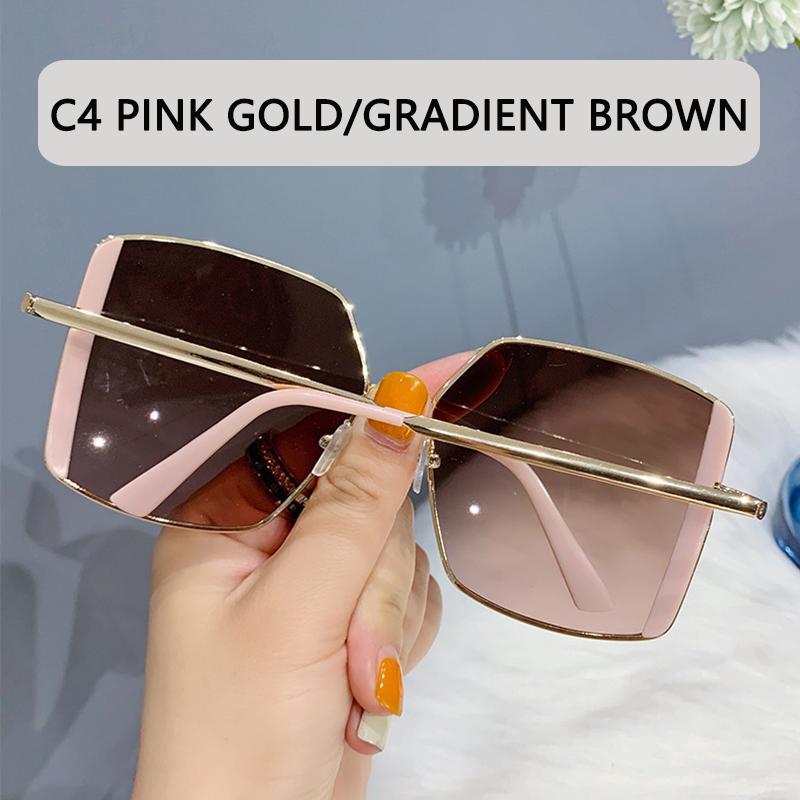 

Металлические солнцезащитные очки без оправы, женские ретро большие квадратные солнцезащитные очки, мужские модные уличные очки в полуоправе Other