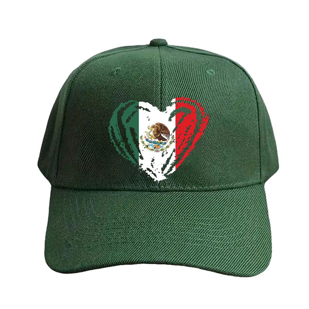 Mexico Mexican Flag Heart Love Cinco De Mayo Cap Summer Woman Man Adult Hat Casual Adjustable Funny Dad Printed Baseball Caps
