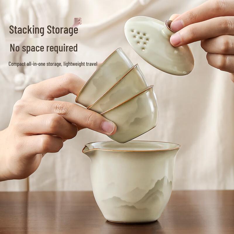 Ru Kiln Portable Ceramic Travel Tea Set