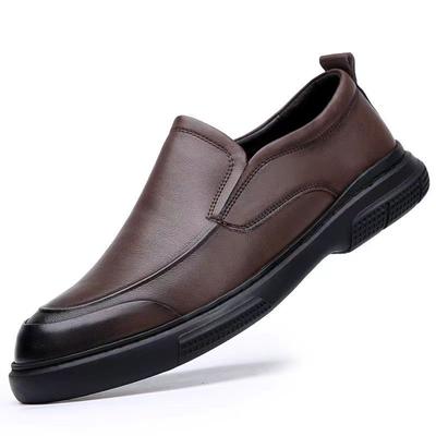 100% Genuine Leather Shoes Men Oxfords Slip-on Soft Cow Leather Mens Casual Shoes Flat Brand Male Footwear Black Brown D208