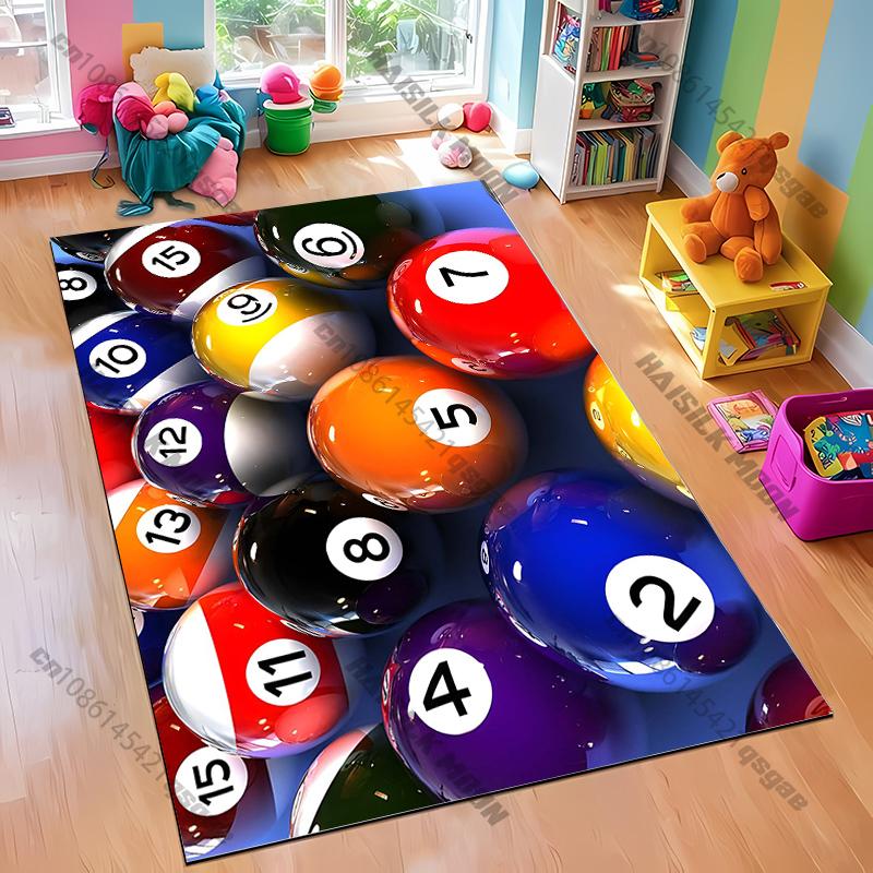 Kostenloser Versand! Billiard-Thematischer bedruckter Teppich für Spielzimmer Teppich für Zuhause Sofa Schlafzimmer, Geschenkmatte