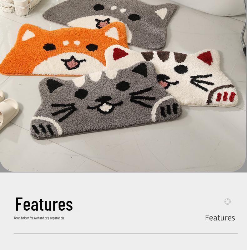Cartoon Cat Head Absorbent Non-slip Bathroom Mat
