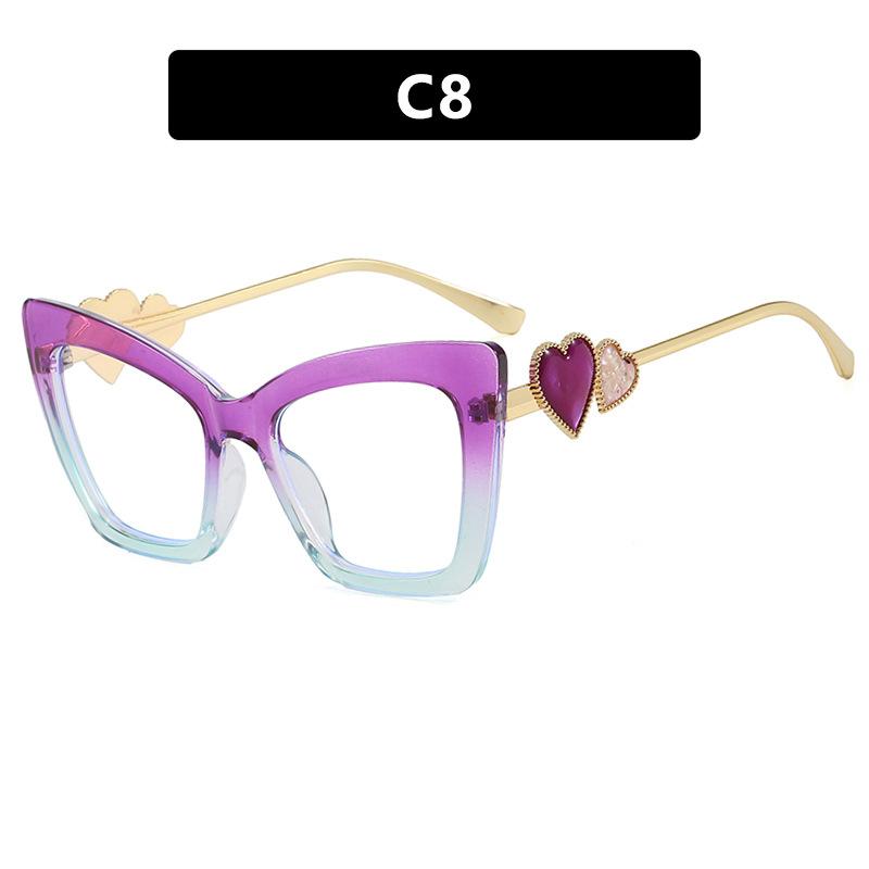 

Women s fashion glasses - oversized square frames with heart-shaped accents