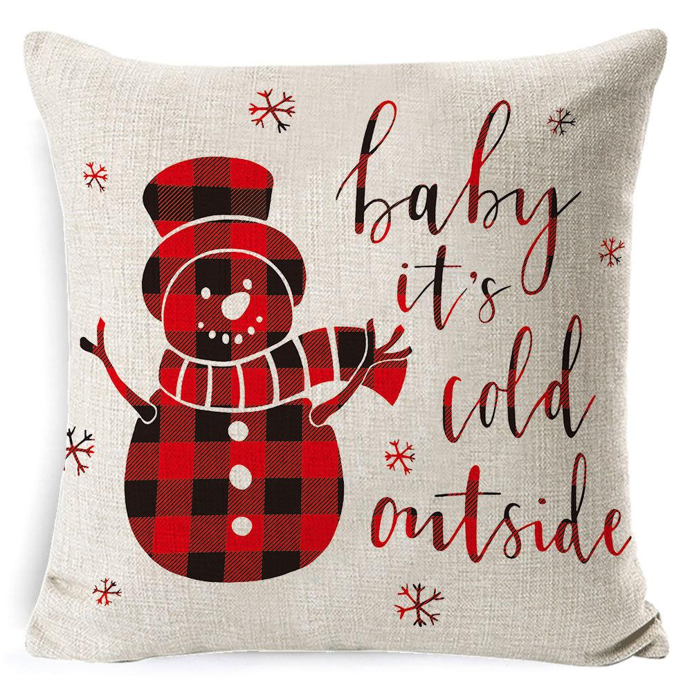 Christmas Celebration Pillow Elk Snowman Festive Cushion Cover Red Sofa Back Cushion Pillow Cover